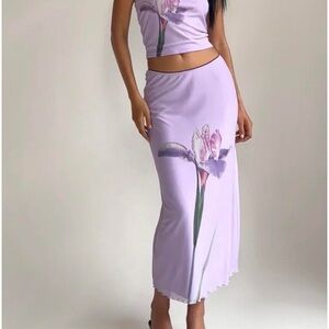 Motel Rocks Lilac Iris Maxi Skirt Set